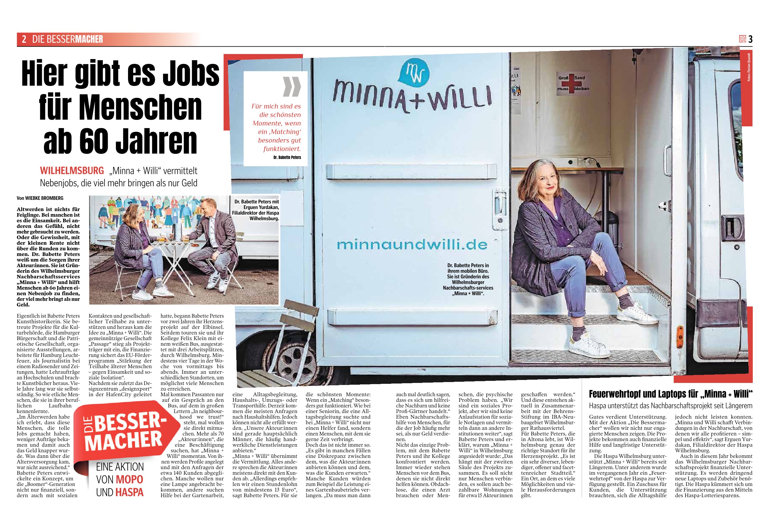 Das Beratungsprojekt Minna + Willi als Bessermacher in der MOPO 